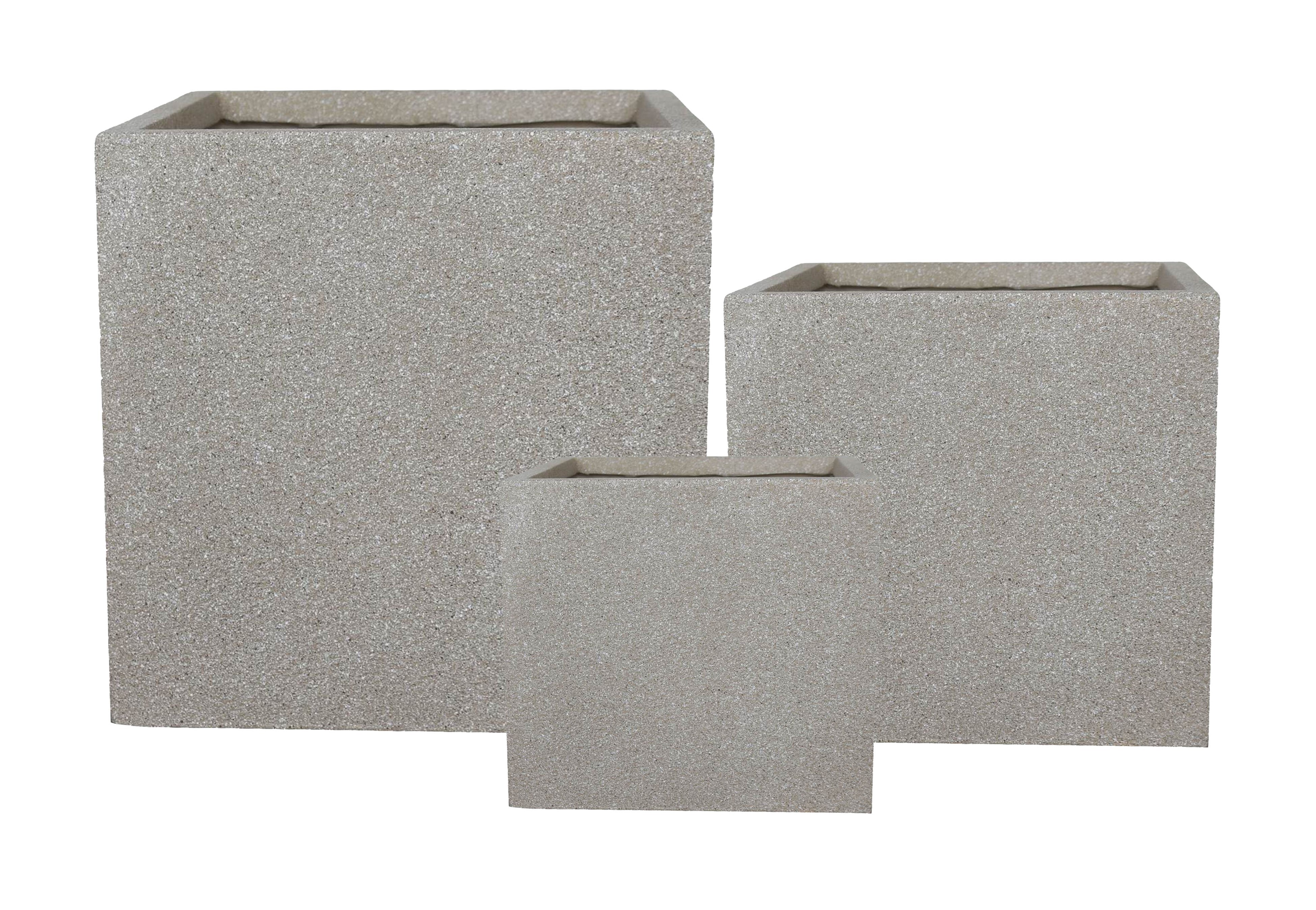 Sandstone - Quadratische Pflanzgefäße in Sandsteinoptik creme-beige