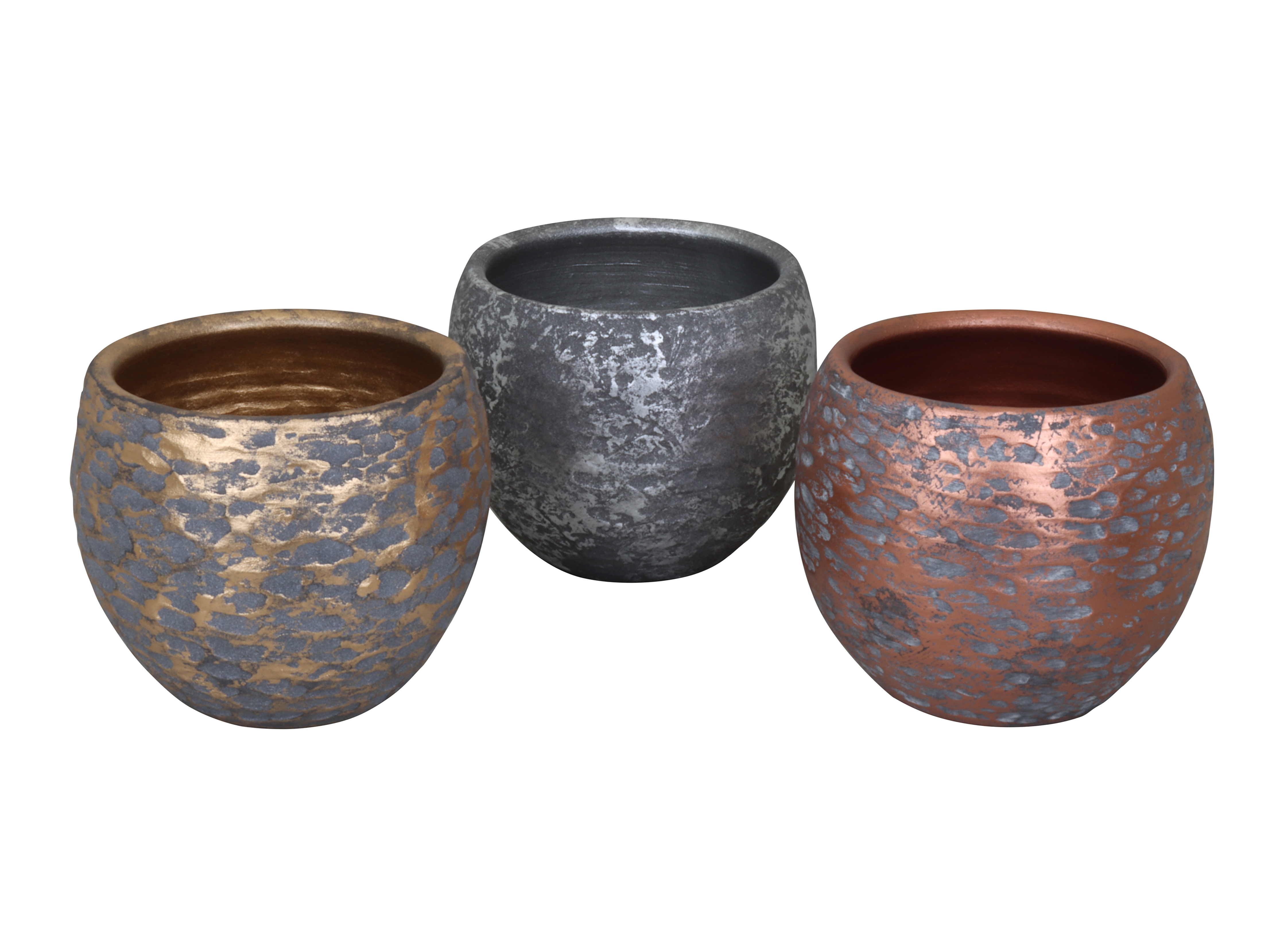 Übertopf Lava Metalloptik Silber handgefertigt 16 x 14 cm