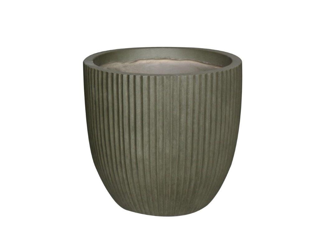 Pflanztopf Vertical Stripe, rund-konisch, antik-grün