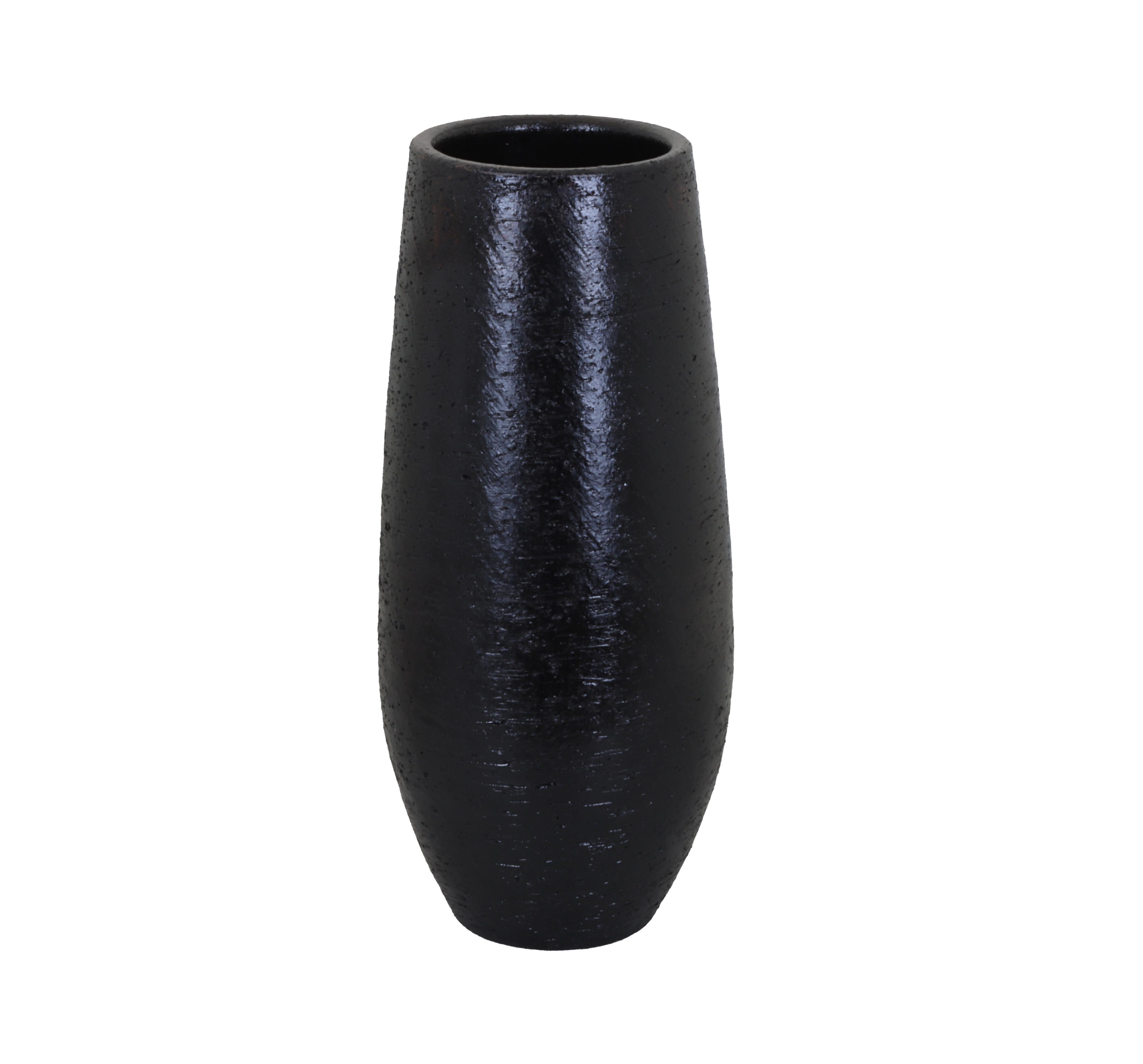 Dekovase Lava Keramik, rund, bauchig, mit Struktur dunkelbraun