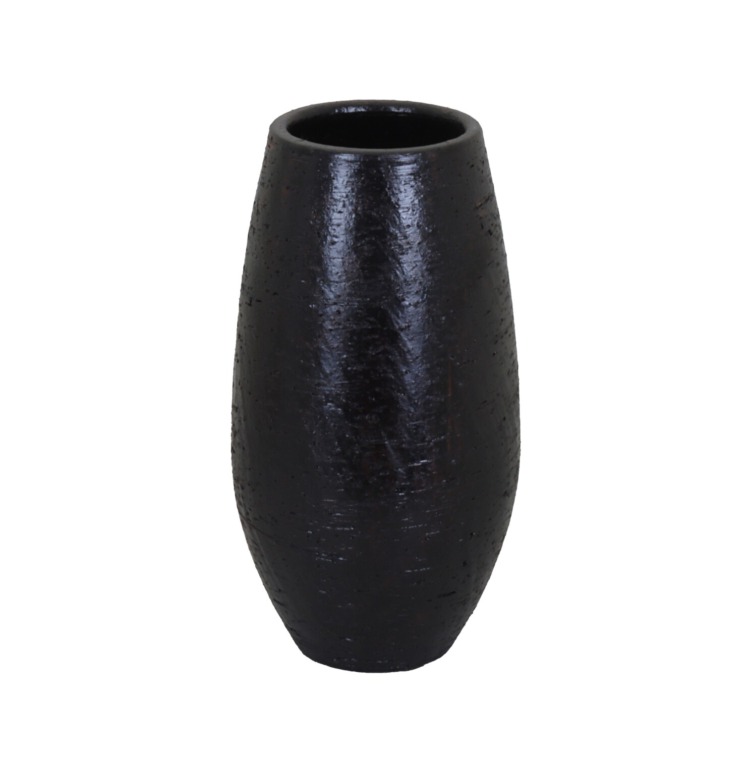 Dekovase Lava Keramik, rund, bauchig, mit Struktur dunkelbraun