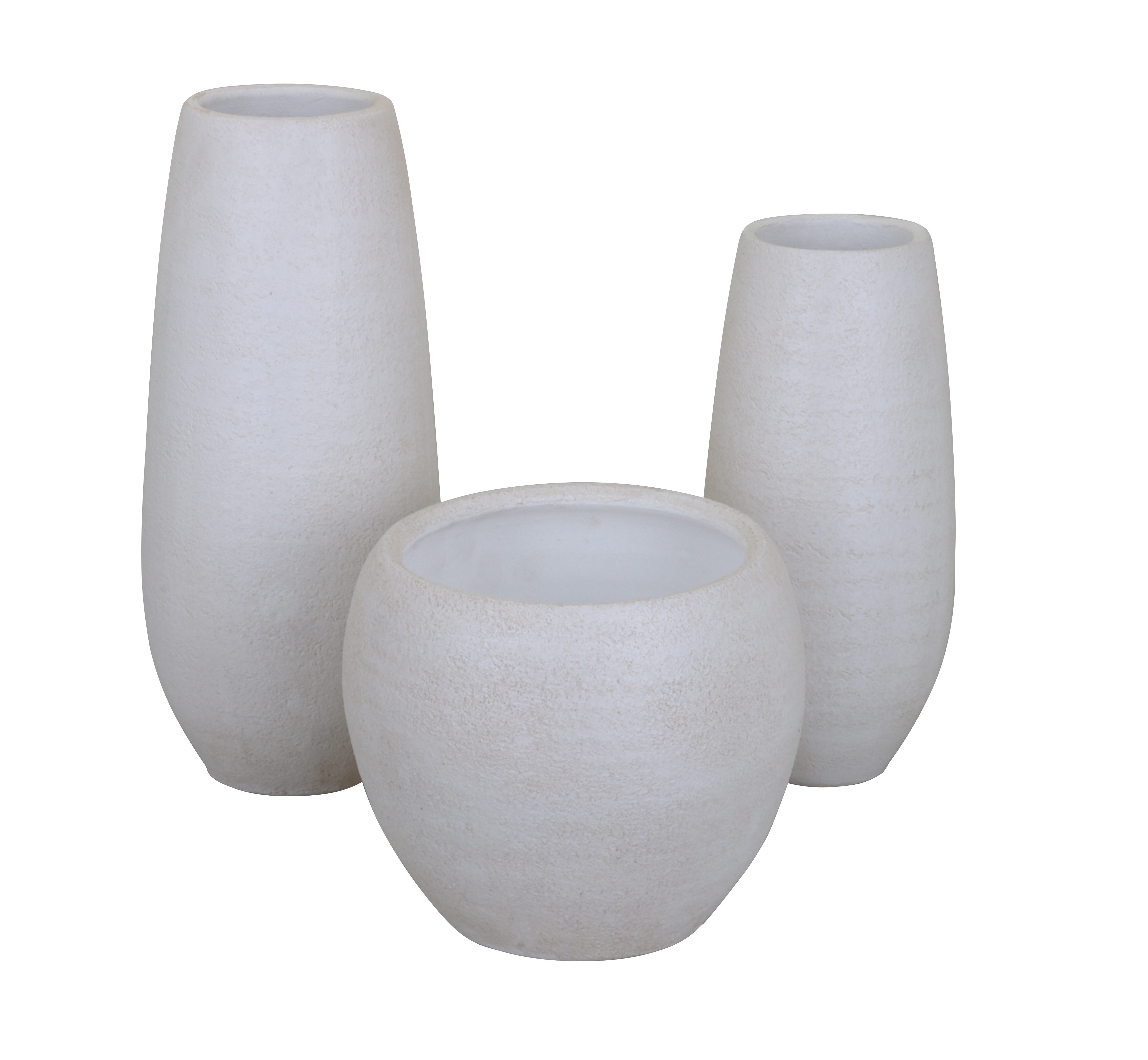 Keramik-Übertopf Lava bauchig Creme mit Oberflächenstruktur handmade