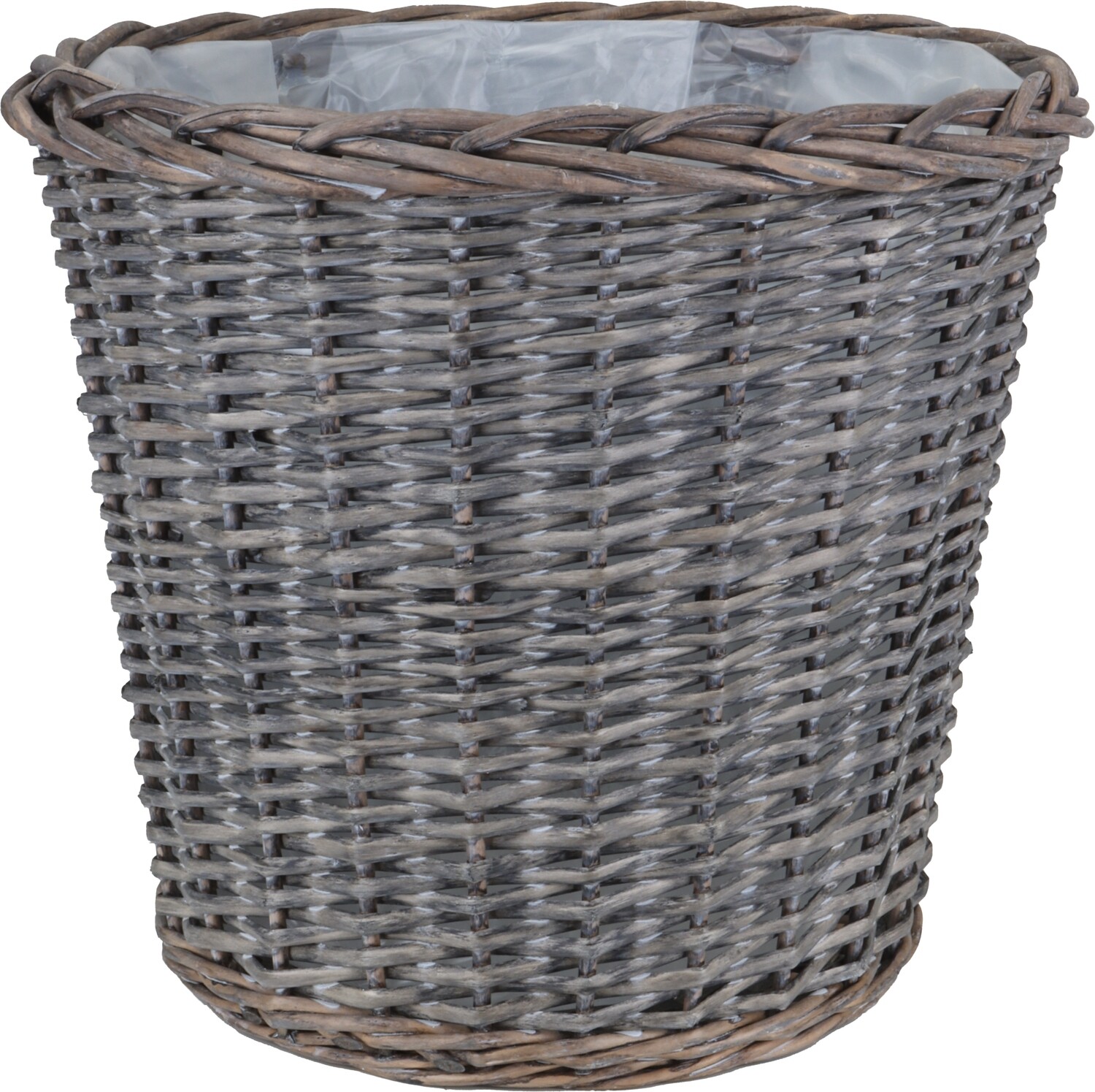 Weidenkorb Pflanz- und Aufbewahrungskorb rund grau