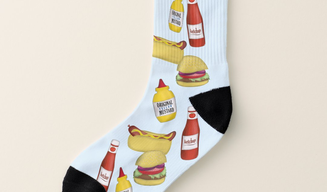 Funny silly Humor Hamburger and Hotdog socks