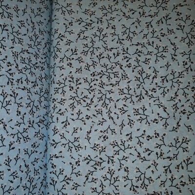 Baumwolle hellblau Blütenzweige Baumwolle hellblau Blütenzweige