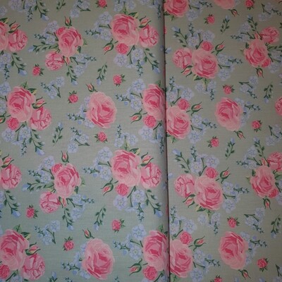 Baumwolle hellgrün Rosen Baumwolle hellgrün Rosen
