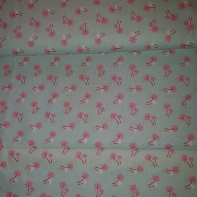 Baumwolle mintgrün mit Blüten