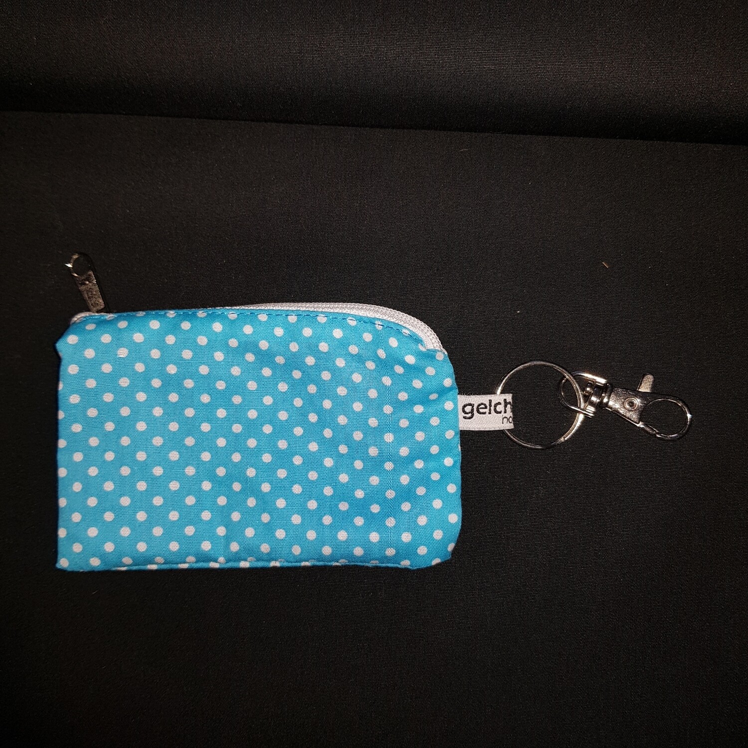 Schlüsselanhänger EC blau weiss gepunktet