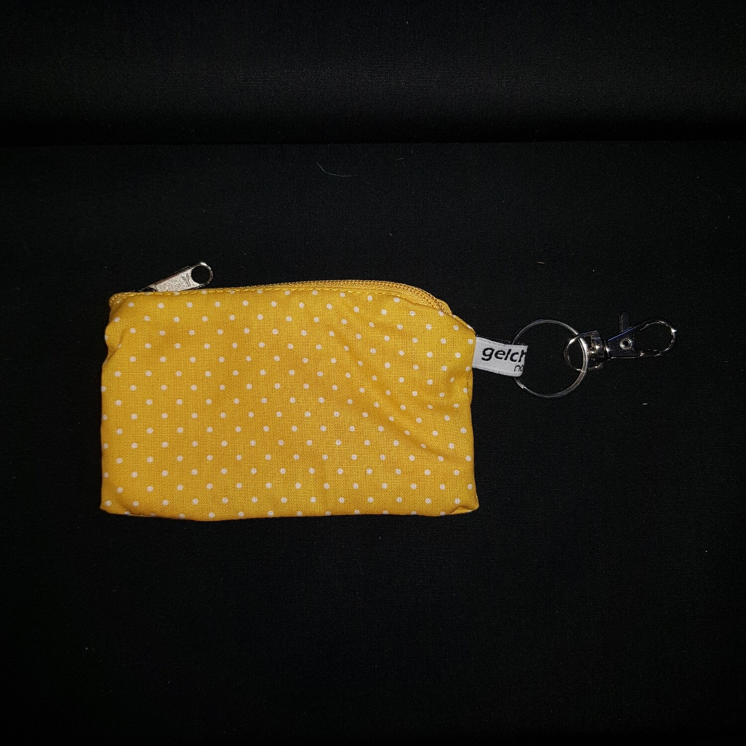 Schlüsselanhänger EC gelb weiss Pünktchen