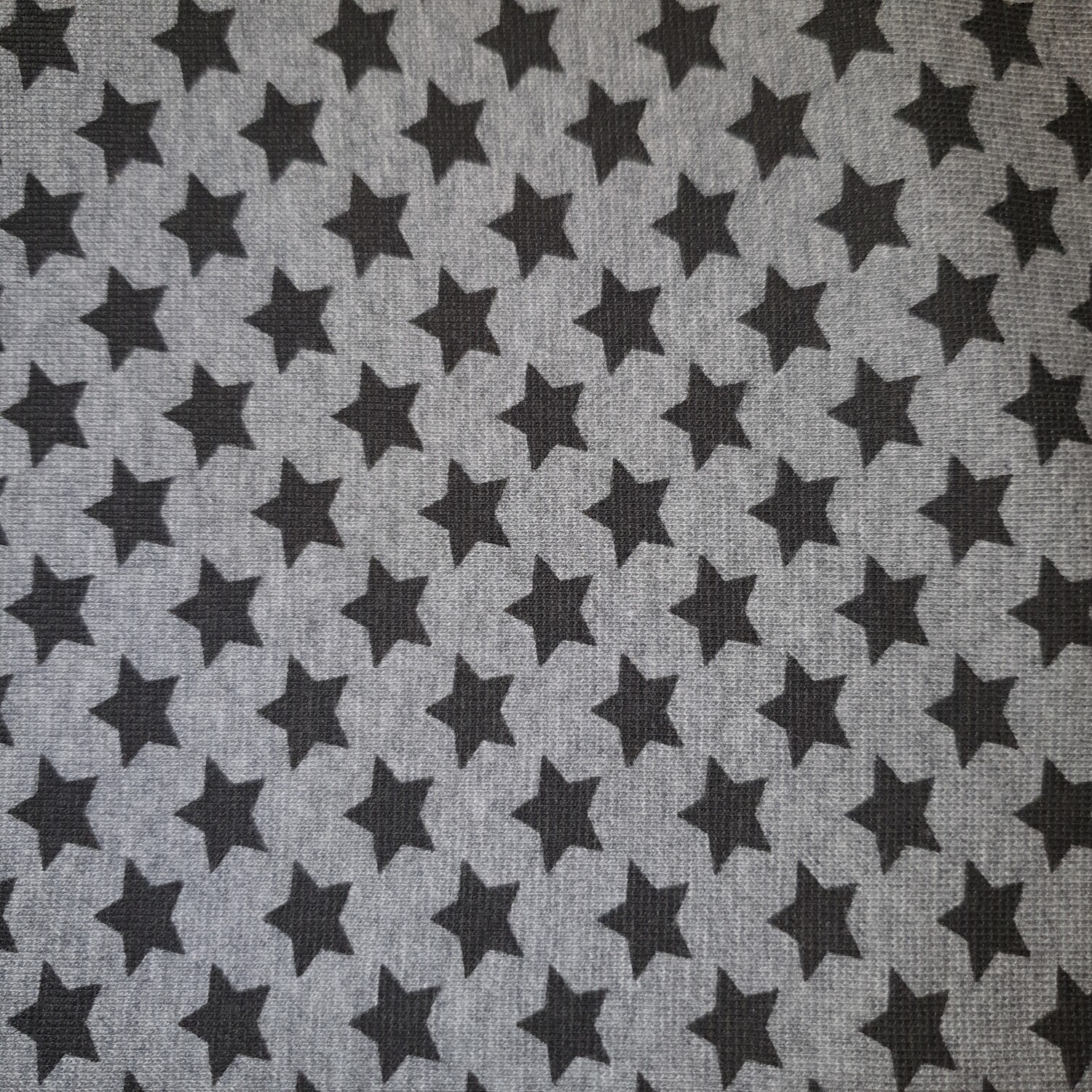 Bündchen Stoff grau Sterne schwarz