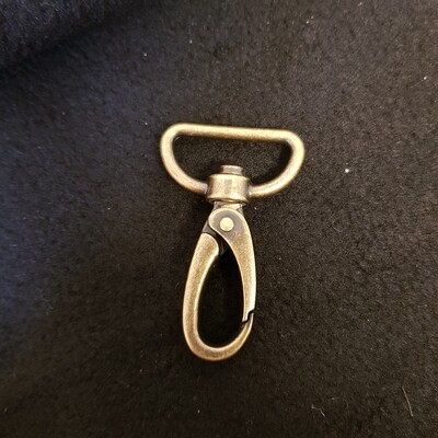 Karabiner mit Schnappverschluss altmessing für Gurtband 25 mm