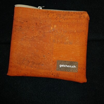 Reissverschlusstäschli orange Korkstoff