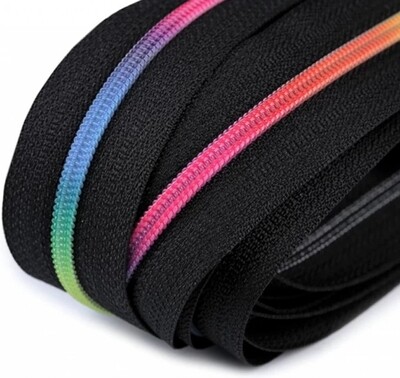 Endlosreissverschluss Spirale 3 mm Regenbogen