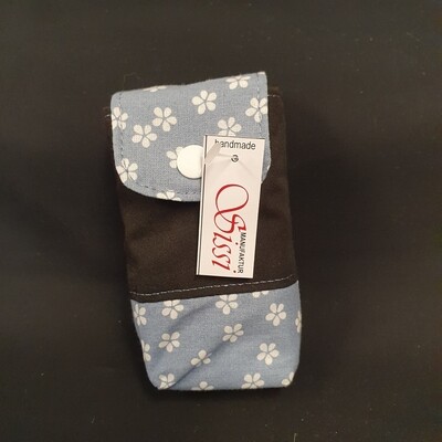 Taschentuchtasche schwarz blau mit Druckknopf