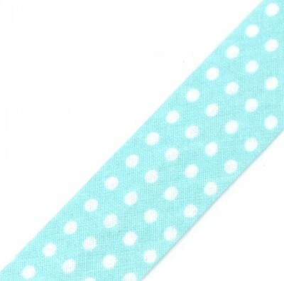 Schrägband hellblau mit Punkten
