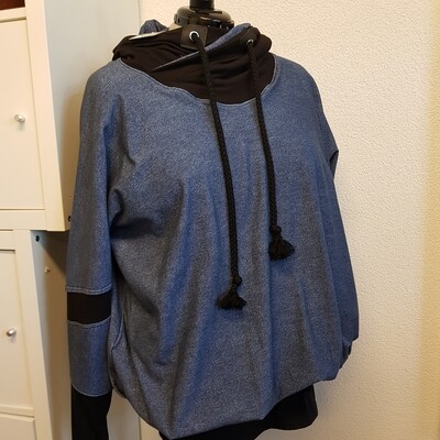 Hoody 3XL Jeansblau mit schwarz