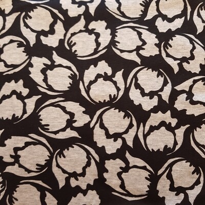 Stoff Panel 150 x 200 cm schwarz grau Blüten