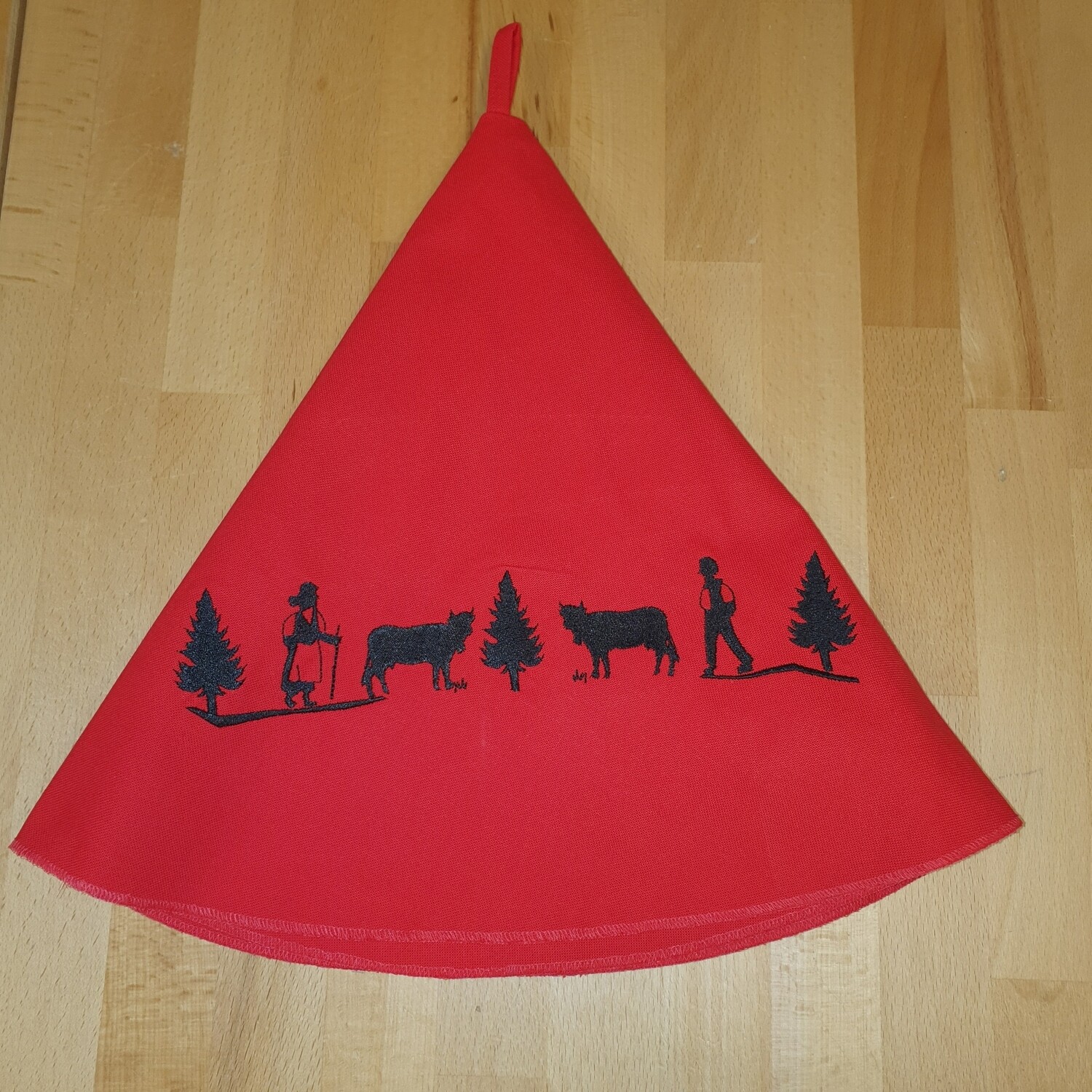 Putzlappen rot bestickt mit Alpaufzug