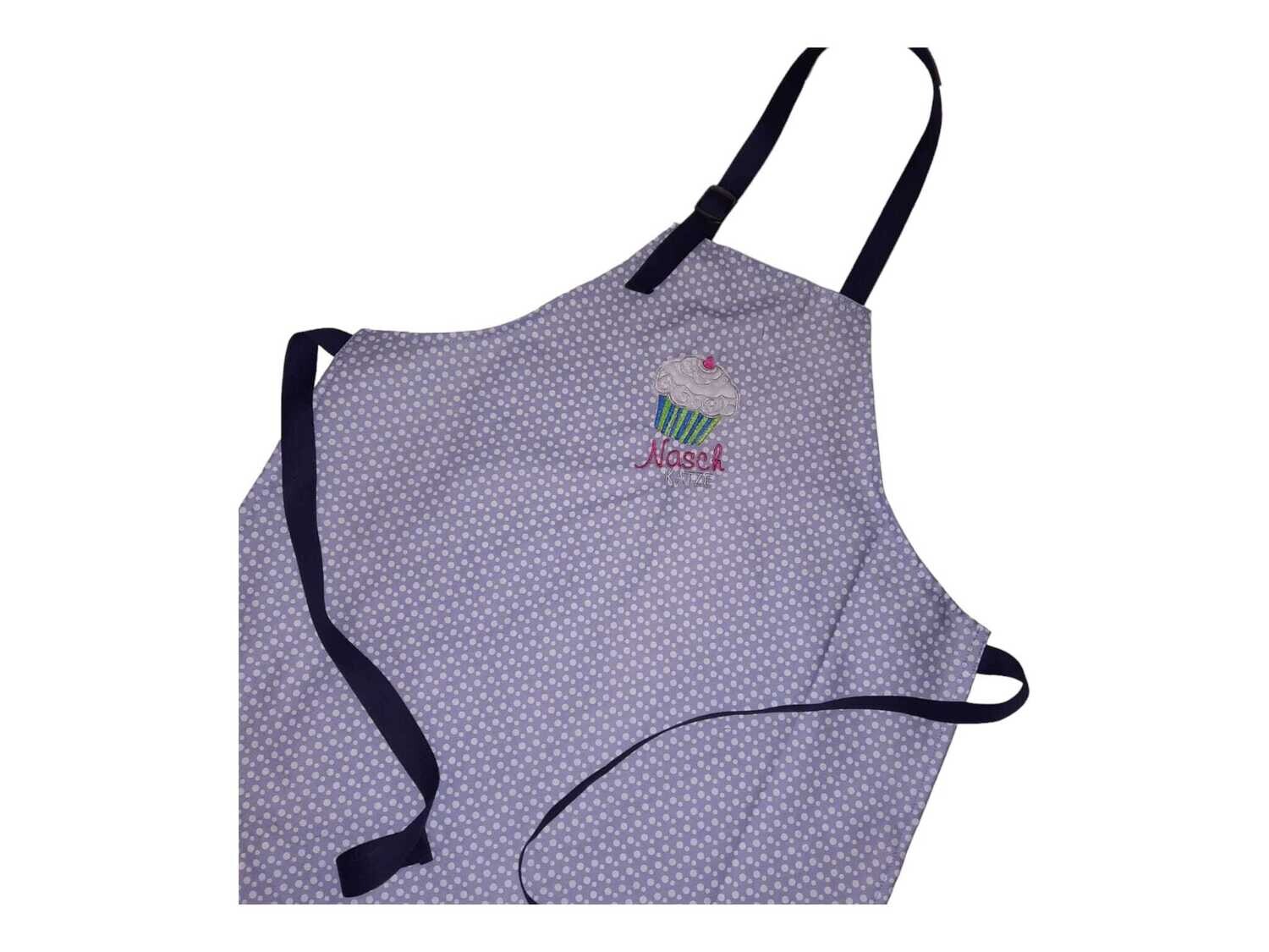 Kinderschürze Naschkatze blaugrau Kinderschürze Naschkatze blaugrau