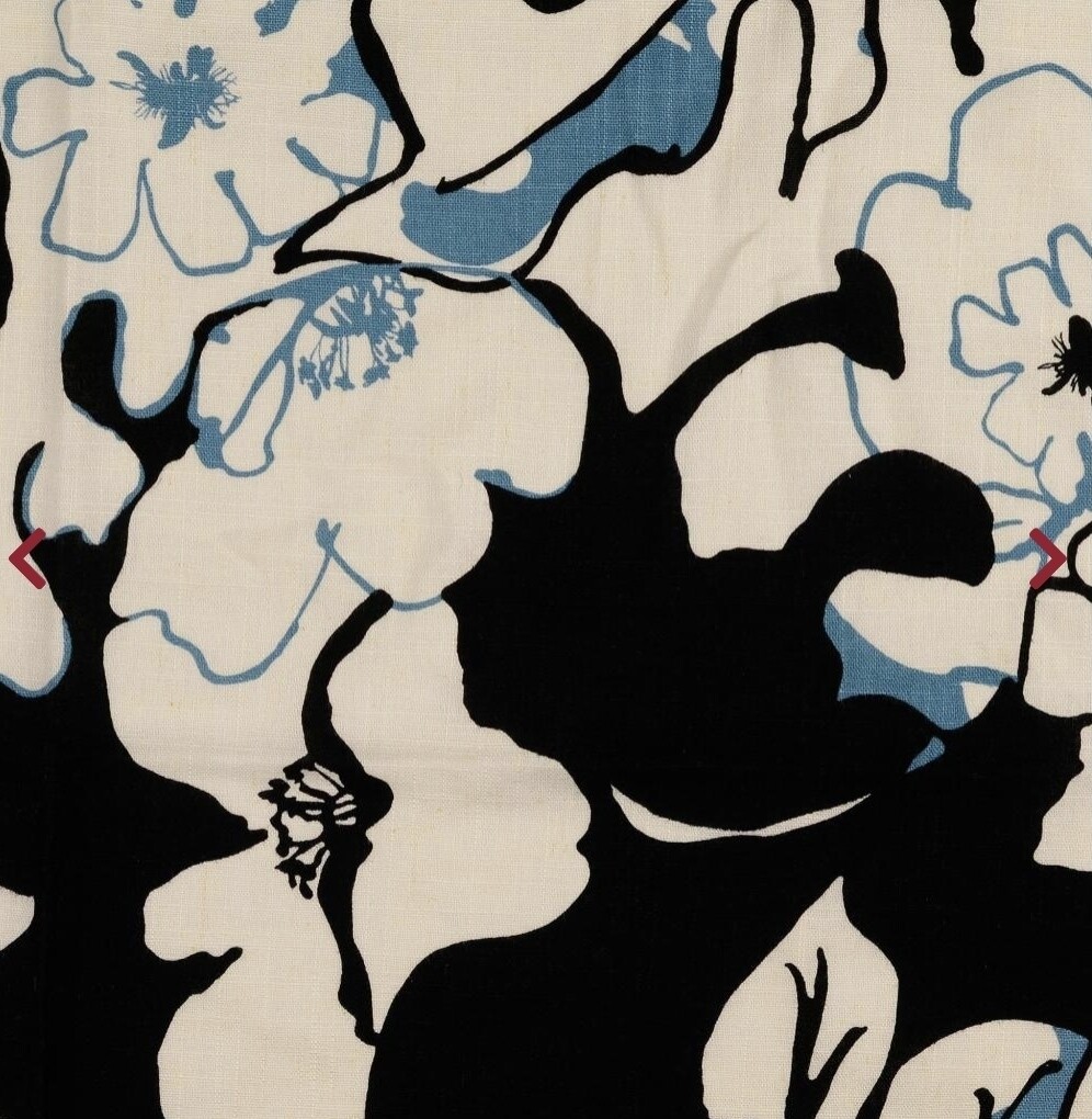 Leinen Druck blau weiss schwarz