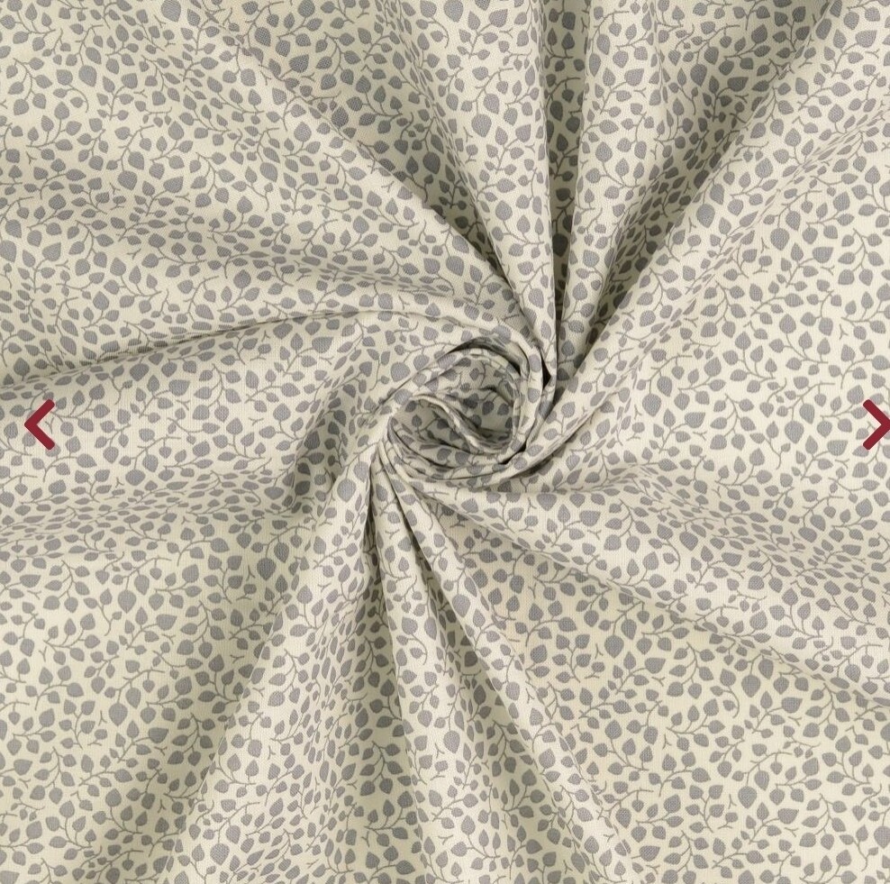 Baumwolle Stoff Blätteroptik grau