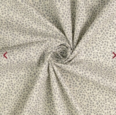 Baumwolle Stoff Blätteroptik grau