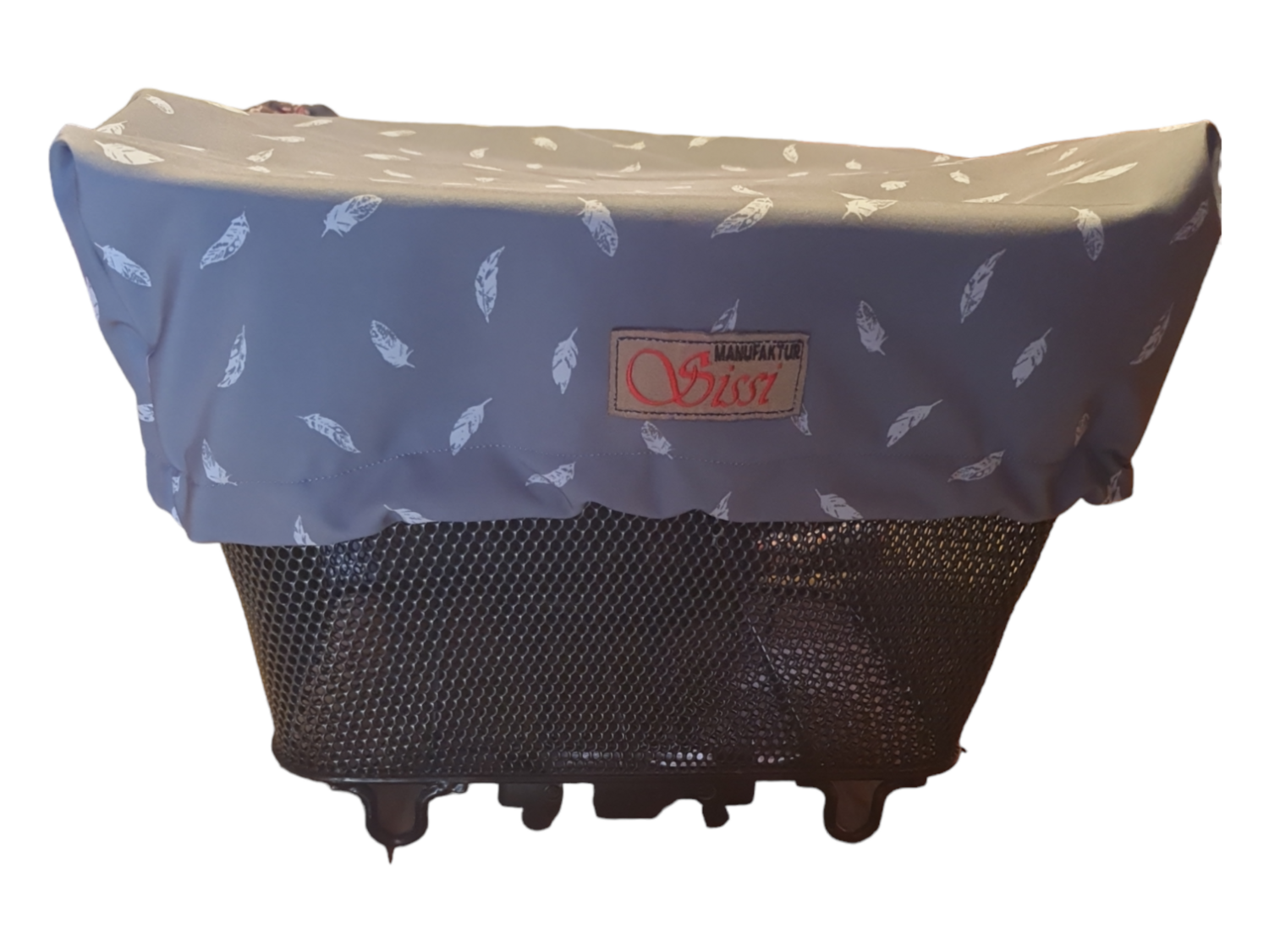 Velokorb-Abdeckung hellgrau Federn Velokorb-Abdeckung hellgrau Federn