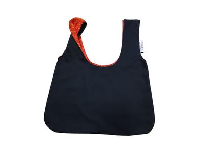 Beuteltasche klein beidseitig tragbar Orange rot gemustert