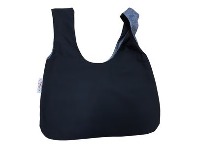 Beuteltasche klein beidseitig tragbar grau gemustert