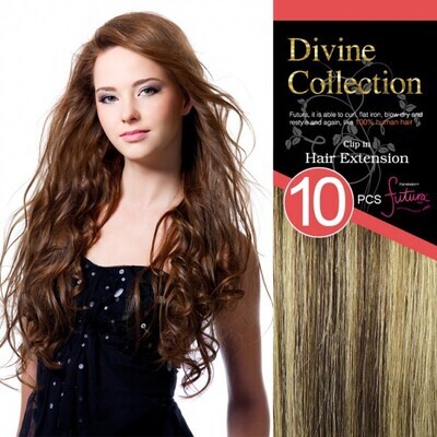 DIVINE COLLECTION CLIP IN HAIR EXTENSION 14 ins. 10 PCS