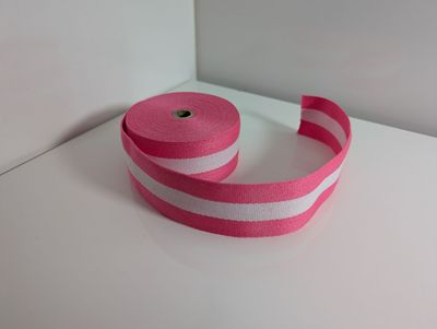 Gurtband Gurtband "3 Stripes", pink/weiß, 40 mm, 3 Meter