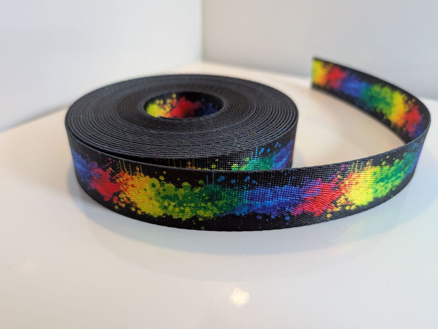 Gurtband Gurtband "Bunte Explosion", schwarz/bunt, 30 mm, 3 Meter