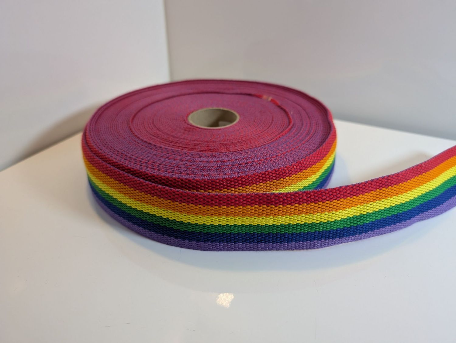 Gurtband "Regenbogen", bunt gestreift, 40 mm, 5 Meter