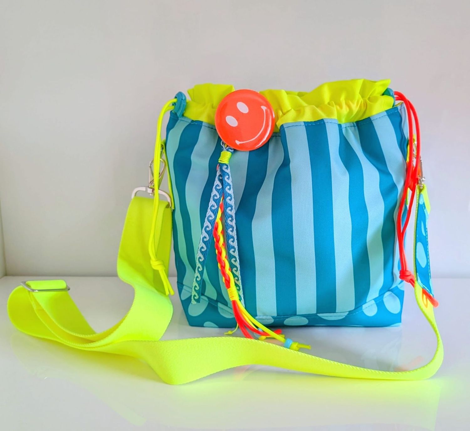 BUCKETBAG BUCKETBAG "STRIPES & DOTS TÜRKIS"