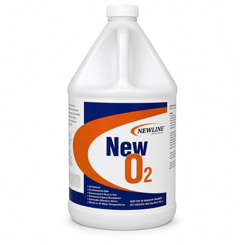 New O2 by Newline | Peroxide Additive and Organic Stain Remover | Gallon