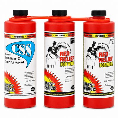 Red Relief for Wool (Parts A&B & CSS Quart Set) by CTI Pro's Choice | Red Stain Remover for Wool