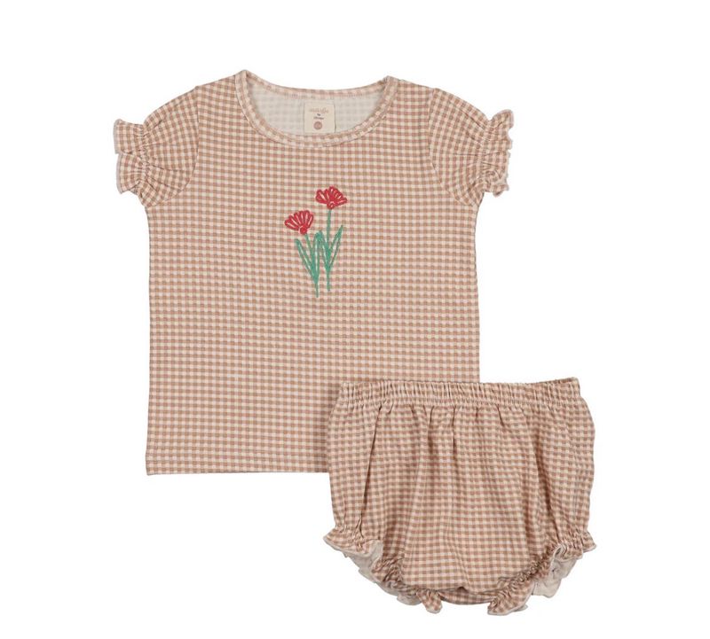 Lil Legs Analogie GIRLS GINGHAM FLOWER SET LPGFST S26