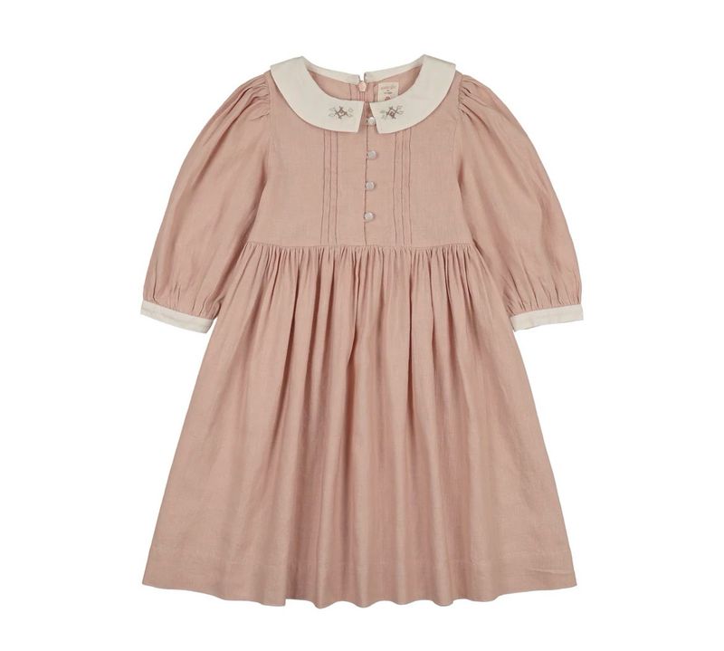 Lil Legs Analogie GIRLS PINTUCK COLLAR 3/4 SLEEVE DRESS MECDQ S26