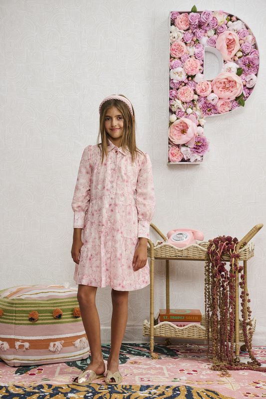 Porter LIGHT PINK BUTTON DOWN FLORAL DRESS 2288