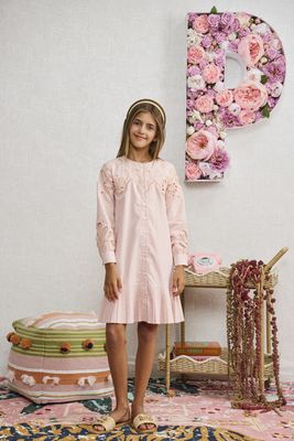 Porter PINK W/ EYELET AND SMALL PLEATING DRESS 2440