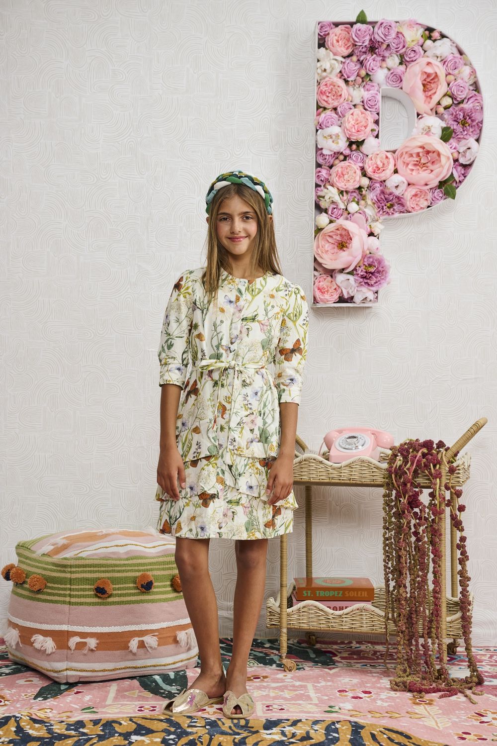 Porter IVORY W/ BUTTERFLY FLORAL PRINT DRESS 2391