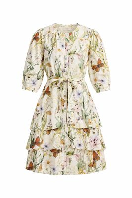 Porter IVORY W/ BUTTERFLY FLORAL PRINT DRESS 2391