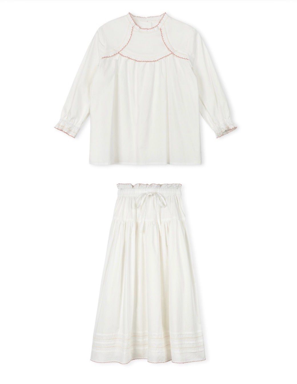 One Child Tally Embroidered Scalloped Trimming Shirt