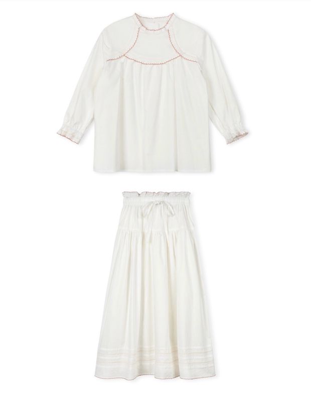 One Child Tally Embroidered Scalloped Trimming Shirt