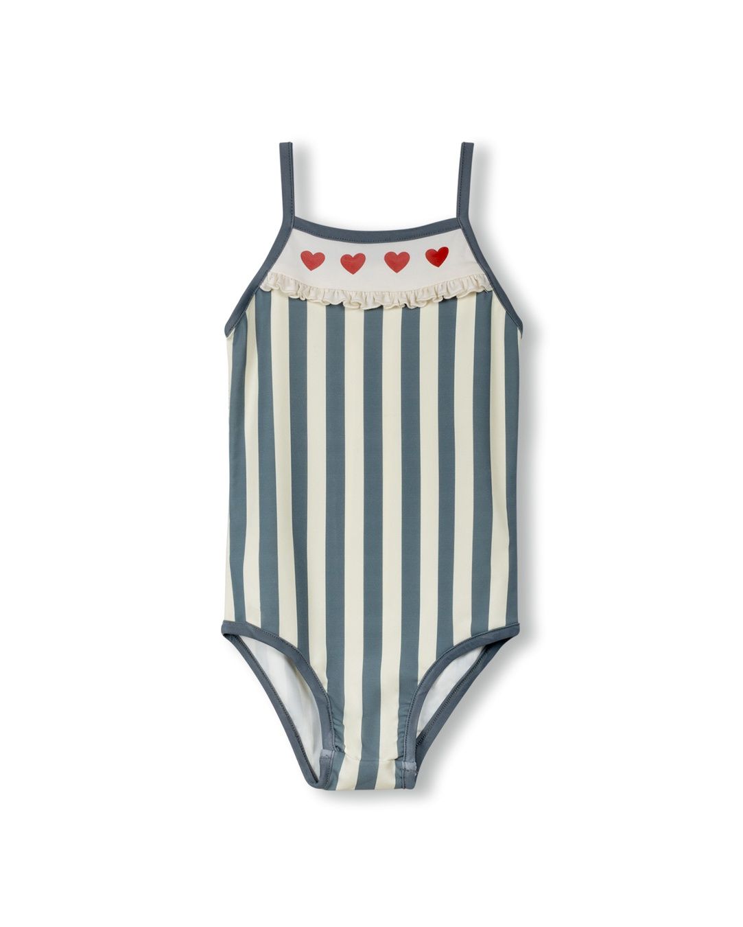 Cabana Wide Stripe Heart Trim Bathing Suit