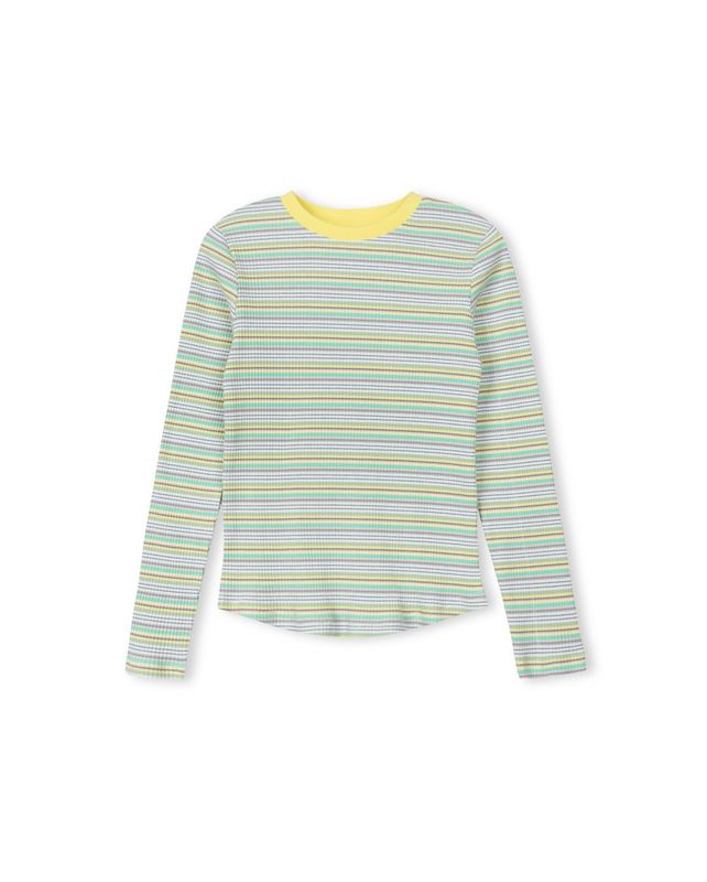 Vibe multi striped ribbed T-shirt C-24255 with comfy fit. Stylish, breathable, and classic everyday casual striped style.
