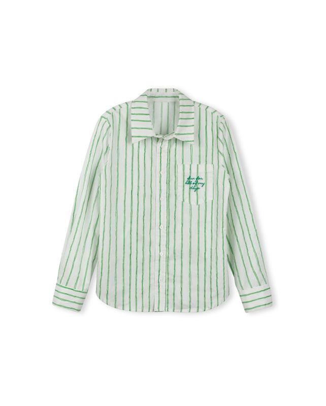 Soft Vibe sketch pinstriped embroidered blouse C-23826 with comfy fit. Elegant, breathable, and classic everyday or dressy 