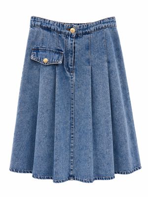 Cabana Single Pocket Denim Pleated Skirt