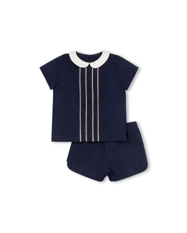 One Child Rebecca Linen Blouse And Short Set