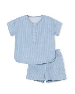 One Child Martine Pinstriped Top And Shorts